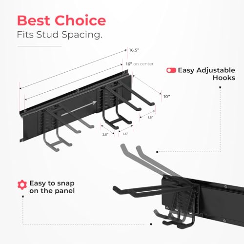 Garage Wall Organizer, Shovel Holder Wall Mount, 48" Double Hooks - view 3