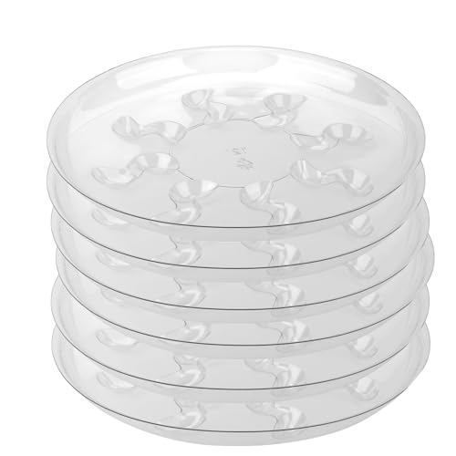 6 Pack Heavy Duty Clear Plastic Plant Saucer Sturdy Pot Tray Plant Drip Trays Drip Trays for pots,Plant Water Catcher Tray,Flower Pot Saucer Water Drainage Tray Floor Protector (10 INCH) - view 3