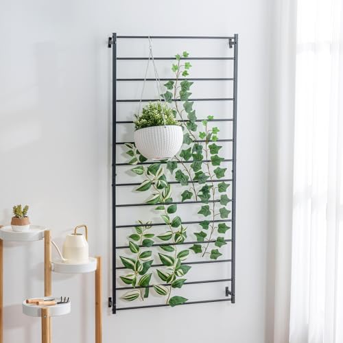 Matte Black Metal Garden Trellis Wall Mounted Plant Support - view 2