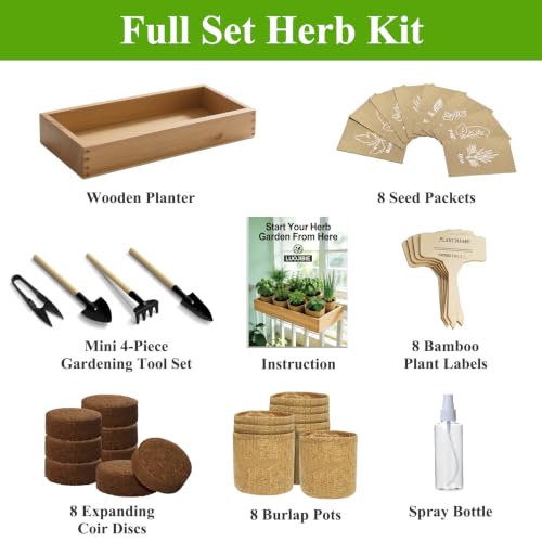 Indoor Herb Garden Kit, Culinary Herb Starter Kit with Seeds & Tools for Beginners, Kitchen Decor, House Warming Gifts for New Home, for Christmas, Ultimate Birthday Gifts for Women Men Mom Dad - view 3