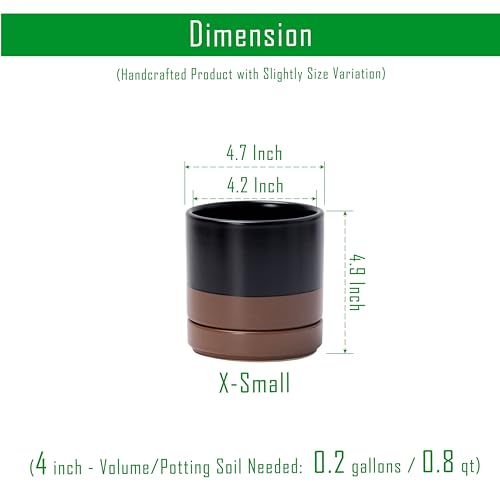 4.7 Inch Ceramic Planter Pot, Black/Tan, 94-O-B-7 - view 3