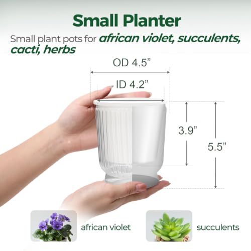 Self Watering Pots for Indoor Plants 4.5 Inch 4 Pack Planter Clear - view 2