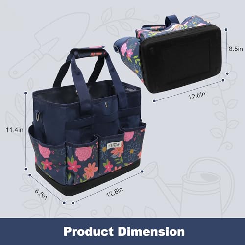 Hard Bottom Floral Garden Tool Tote Bag with Shoulder Strap - view 4