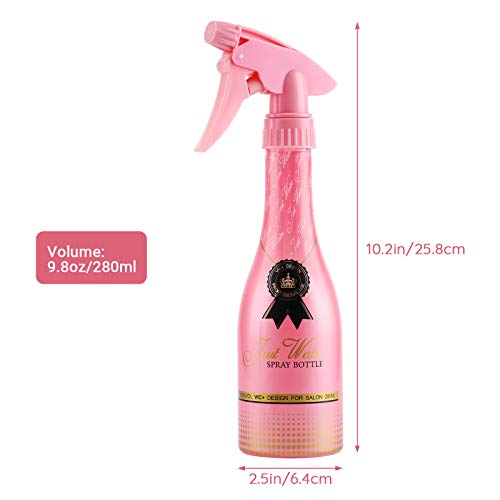 Adjustable Spray Bottle, 9.8oz Champagne Design Plastic Plant Mister with Fine Mist to Stream Settings, 280ml Empty Refillable Handle Rose Pink Sprayer for Home Cleaning Hair Salon - view 6