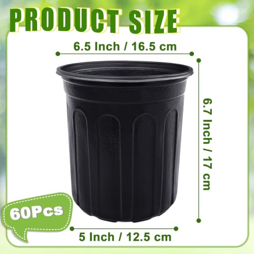 60 Pcs 1 Gallon Flexible Plant Nursery Pots,Thickened Soft Plastic Seedling Pot with Holes,Flower Plant Container for Succulents,Cuttings,Transplanting,Home Garden(Black) - view 2