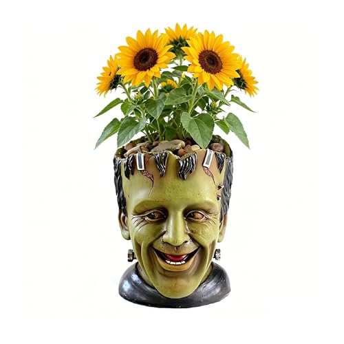 Funny Planters Head Planter for Indoor Plants, Succulent Pot with Drainage Hole Fairy Garden Resin Cactus Pencil Holder Desk Storage Gift for Women Men Plant Pot - view 7