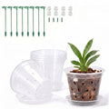 Orchid Pot -6 Pack 4 Inch Orchid Pots with Holes and Saucers, Clear Plastic Plant Pots with 8 Support Stakes and Clips, Orchid Repotting Kit for Indoor Plants