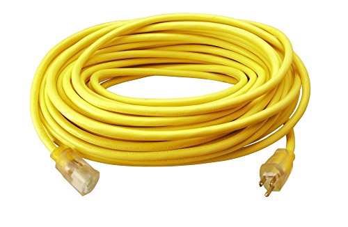 Outdoor Extension Cord – Durable Vinyl Jacket for For Farm, Ranch & Workshop - Lighted End With Reinforced Blades - SJTW, Yellow - 12 Gauge, 3 Prong - 50 Feet - view 7