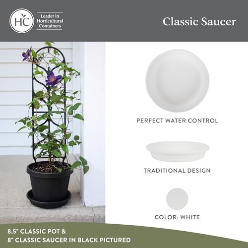 Flower Pot Saucers - Plastic Plant Saucer for Outdoors & Indoors - Traditional Design Plant Pot Trays for Water Drainage - Durable & Stylish Round Plant Tray (8-inch White) - view 2