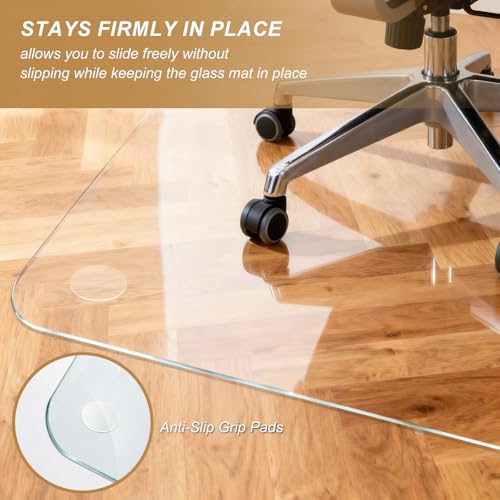 Glass Chair Mat for Carpet, 32"x48" Tempered Glass Office Chair Mat - view 2