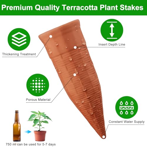 12 Pack Terracotta Watering Spikes, Plant Watering Devices - view 4