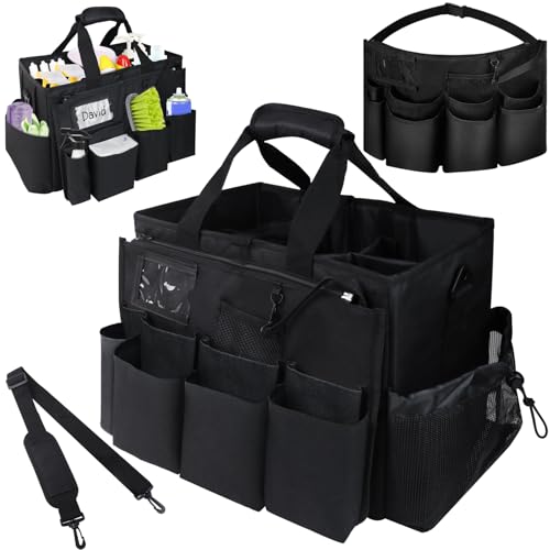 Cleaning Bag Cleaning Caddy Organizer, Wearable Cleaning Caddy with Waist & Handles for Cleaning Tool Organizers, Extra-Large Cleaning Caddy Bag Adjustable Compartments for Housekeeping,Gardening