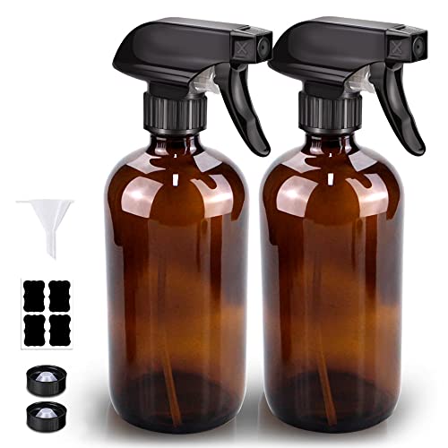 Glass Spray Bottle 16 oz for Cleaning, Plants (2 Pack, Amber) - view 2
