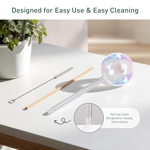 Extra-Thick Glass Plant Watering Globes, Iridescent Hand-Blown, 2 Pack - view 5