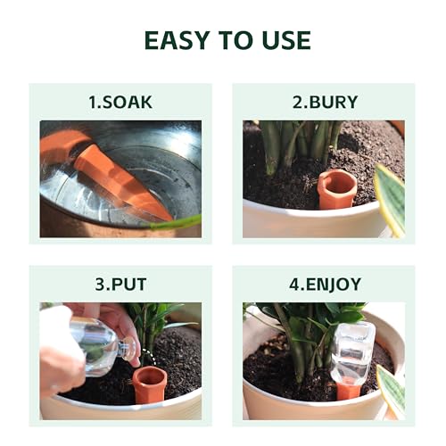Wine Bottle Watering Spikes, Terracotta Watering Spikes for Out | Indoor Plants, Self Watering Planter Insert, Vacation Plant Watering Devices, Clay Plant Watering Globes, 8-Pack - view 5