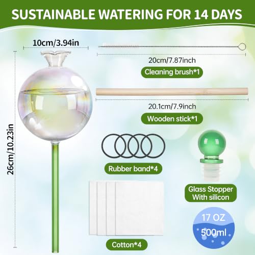 17 oz 2 Weeks Extra Large Plant Watering Globes, Iridescent Glass Self Watering Globes, Self Watering Planter Insert, Automatic Watering Bulbs for Daily or Vacation Use (4 Pack) - view 2
