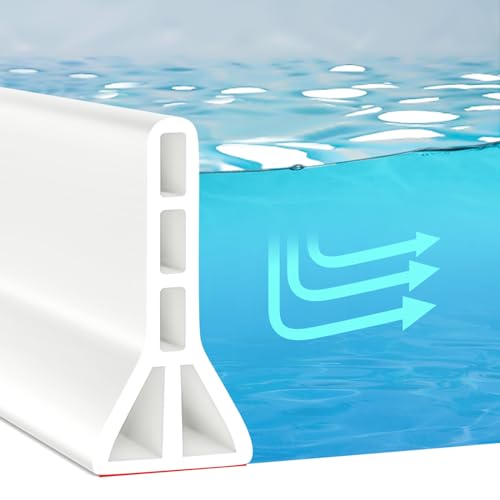 (Upgraded) 3” High Shower Threshold Water Dam 122 Inch Collapsible Shower Water Stopper Water Barrier Shower Water Guard Dry and Wet Separation for Bathroom Kitchen and More(10ft)