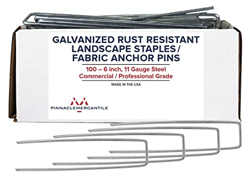 Garden Stakes 6 Inch 11 Gauge Galvanized Steel Landscape Staples, Heavy Duty Landscape Fabric Stakes 200 Pack for Weed Barrier, Sod, Edging, Fencing and Drip Irrigation Made in USA