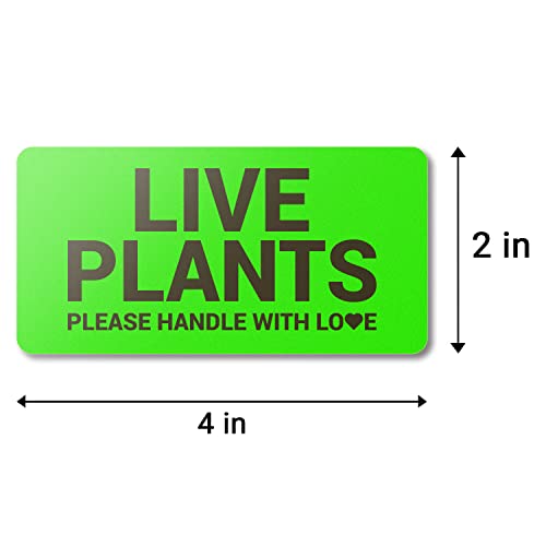 Live Plants Labels (4 x 2 Inch, Green - 300 Labels) - Please Handle with Care for Shipping & Handling Instructions, Warning/Caution Supplies & Shipping Plants Stickers - view 2