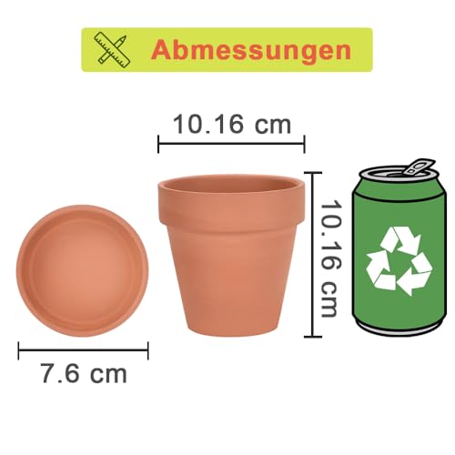 4 Inch Terracotta Plant Pots with Saucer - 6 Pack Clay Flower Pots with Drainage, Great for Plants, Crafts, Wedding Favor - view 2