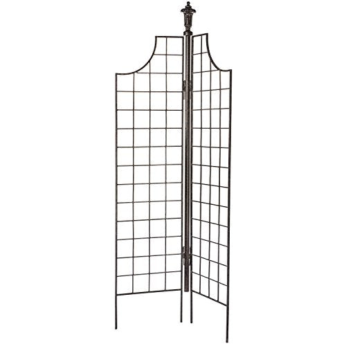 Garden Screen Trellis 77" Tall - Freestanding Charcoal Brown