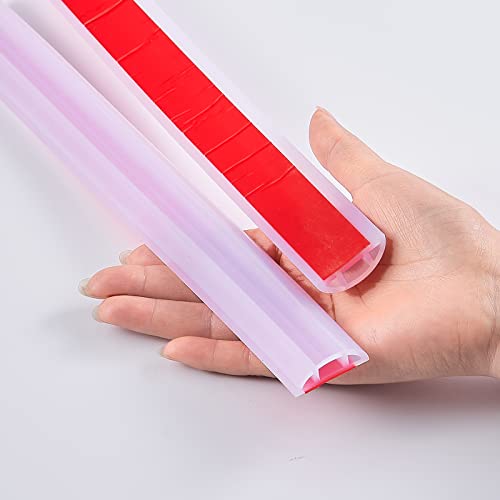 Bathroom Foldable Block water Stopper sealing strip shower threshold dam Self-adhesive silicone shower barrier (96 Inch-Transparent) - view 2