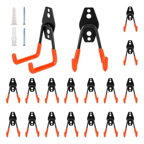 18 Pack Garage Hooks Heavy Duty - Supports 100 lbs(Orange)