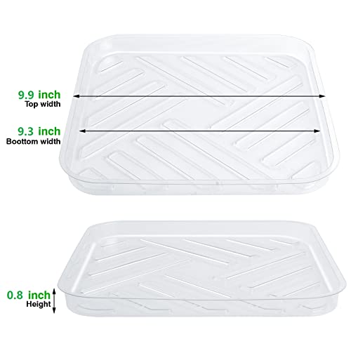 5 Pack 10 Inch of Plastic Plant Saucer, Square Clear Drip Trays for Indoors & Outdoor Plants, Durable Thick Saucer for Flower Pot (10") - view 2
