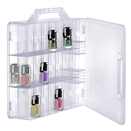 2 Pieces Double Side Universal Clear Nail Polish Organizer Box Nail Tools Holder Case for 48 Bottles with 8 Adjustable Dividers - view 4