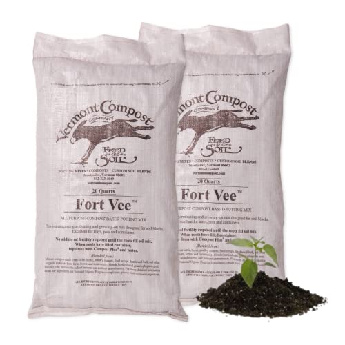 Fort Vee - Organic Potting Soil Mix | High-Nutrient Compost-Based Soil for Indoor & Outdoor Container Seed Starting, Plants & Vegetables Organic Gardening | 2 Pack - 40 Quarts