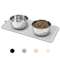 Pet Placemat for Dog and Cat, Anti-Slip Waterproof Dogs Feeding Mat Prevent Food and Water Overflow, Bowl Mats Suitable for Medium and Small Pets, Light Gray, Silicone