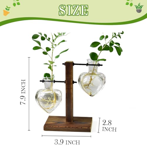 Plant Propagation Station Terrarium Wooden Stand 2 Love Bulb Vase - view 2