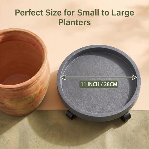 11 Inch Heavy Duty Plant Caddie with Wheels,Rolling Plant Stand Pot Trolley,Wheeled Planter Saucer Tray,Potted Flower Mover Dolly with Casters Round Coaster for Indoor Outdoor - view 2
