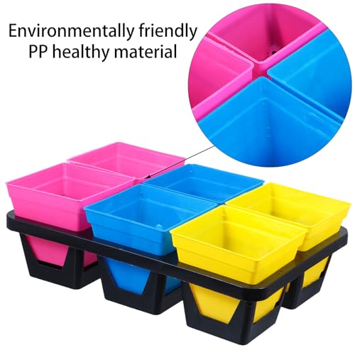 6-Grid Plastic Nursery Seedling Tray with 6 Large Compartments, Hydroponic Germination Grower Tray for Vegetable and Succulent Seedlings, Gardening Propagation Supplies, Random - view 4