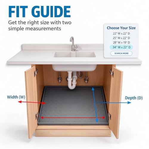 Under Sink Mats for Kitchen Waterproof 34" x 22", Cabinet Liner - view 7