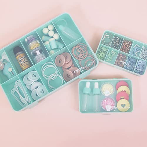 Organizer Box with 17 Compartments for Cardmaking, Scrapbooking and Craft Materials | Dimensions 26.5 x 17.8 x 4.2 cm (10.4“ x 7” x 1.65") -Transparent and Pink Color - view 7