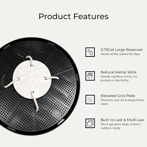 4 Pack Self-Watering Fabric Pot Bases for 5 Gallon Grow Bags, Bottom Watering Plant Saucers with Wicking Irrigation System, Watering Trays for Fabric Plant Pots, Outdoor Greenhouses Grow Tents Gardens - view 3