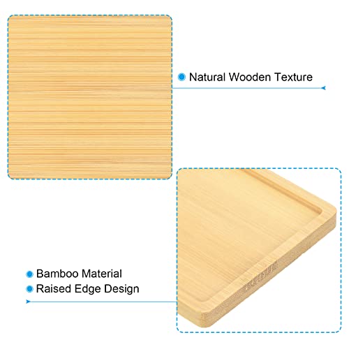 Plant Pot Saucer 3.5 Inch, 4 Pack Bamboo Square Flower Drip Tray for Home Indoor - view 4