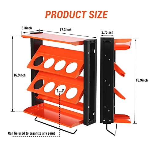 Spray Can Holder, Wall Mount Paint Bottle Organizer 8 Holes & 2 Shelves - view 5
