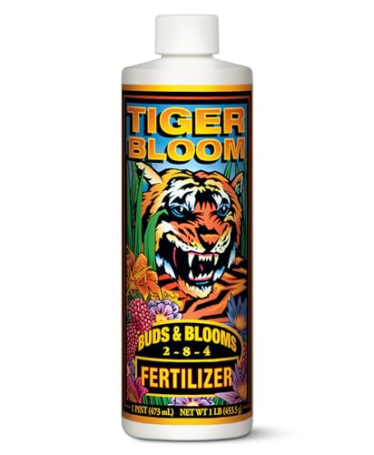Tiger Bloom Liquid Plant Food - Phosphorus Fertilizer for Buds, Blooms & Flowering - Supports Soil & Hydroponic Systems - High Micronutrient Formula with 2-8-4 Nutrient Ratio - 1 Pint