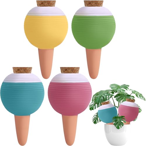 4PCS Plant Watering Globes, Large Terracotta Automatic Watering Stake