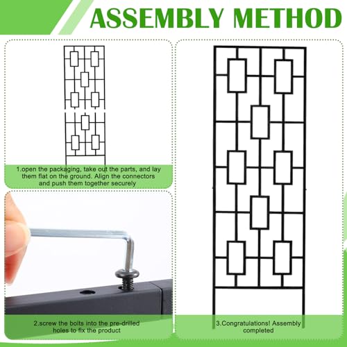 2 Pcs Garden Trellis 78x23 Inch Black Metal for Climbing Plants - view 3