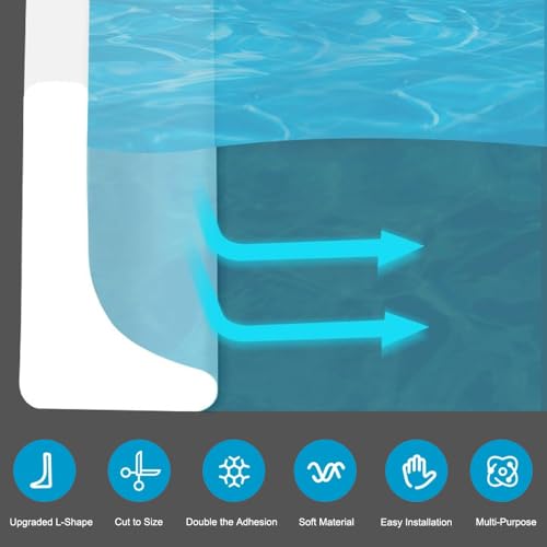 Shower Threshold Water Dam Barrier, Self Adhesive Silicone Waterproof Barrier Bathroom and Kitchen Shower Water Guard for Dry And Wet Separation Caulk Seal Strip Edge Trim (78Inch, Transparent) - view 3