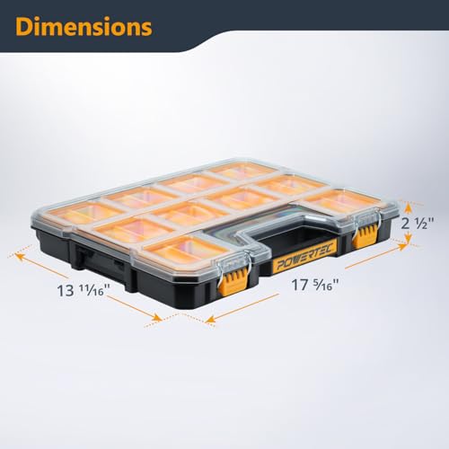 Small Parts Organizer & Tool Box – 20 Compartments, IP65 Water & Dust Protection, Stackable Storage with Interlocking Latch, Removable Bin, Divider, Clear Lid, Portable Design, 2PK (72366-P2) - view 2