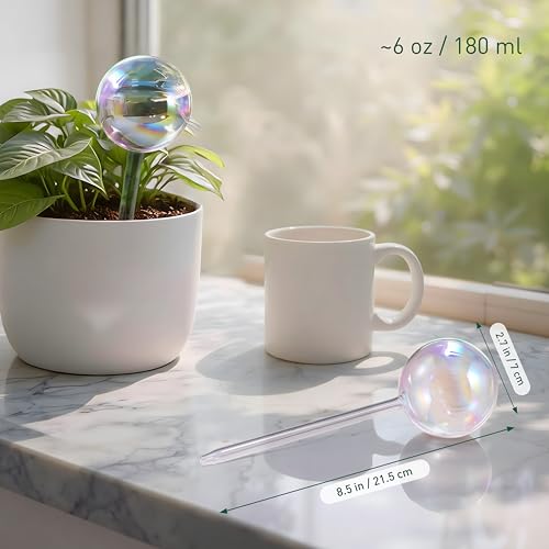 Extra-Thick Glass Plant Watering Globes, Iridescent Hand-Blown, 2 Pack - view 3