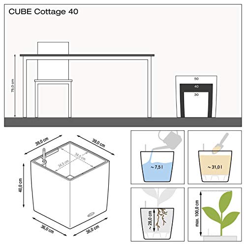 Cube Cottage 40 Granite, Self-Watering Square Planter, H15.7 L15.4 W15.4 in - view 3