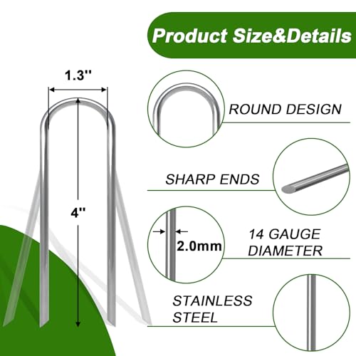 U Shaped Garden Stakes 4 Inch, Galvanized Landscape Staples for Tube - view 2