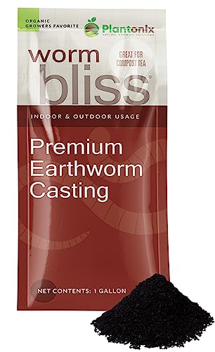 Worm Bliss (4 Qts) - Organic Worm Castings for Plants - OMRI-Listed Earthworm Castings Worm Fertilizer - Worm Castings Organic Fertilizer for Plants, Potting Soil, Garden Soil, & Seed Starter Soil