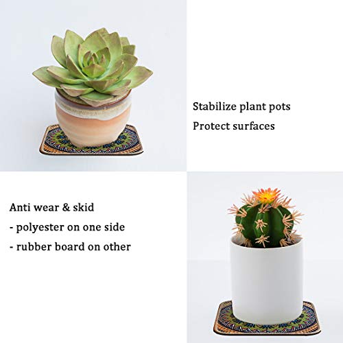 Colorful Boho Plant Pot Mat Set of 6 Absorbent Plant Pad Mat Non Slip Planter Pot Mat Flower Pot Mat for Table Desk Floor 8.5 Inch - view 3