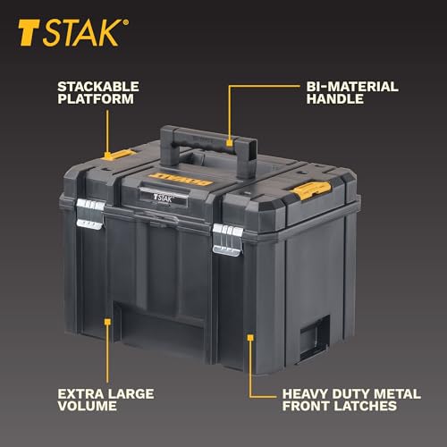 TSTAK Tool Box, Extra Large Design, Removable Tray for Easy Access to Tools, Water and Debris Resistant (DWST17806) - view 2